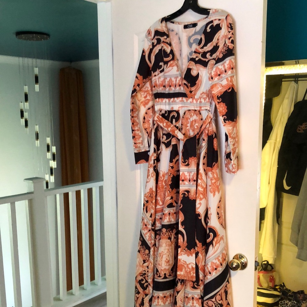 CBR Orange Bishop Sleeve V-Neck Gown